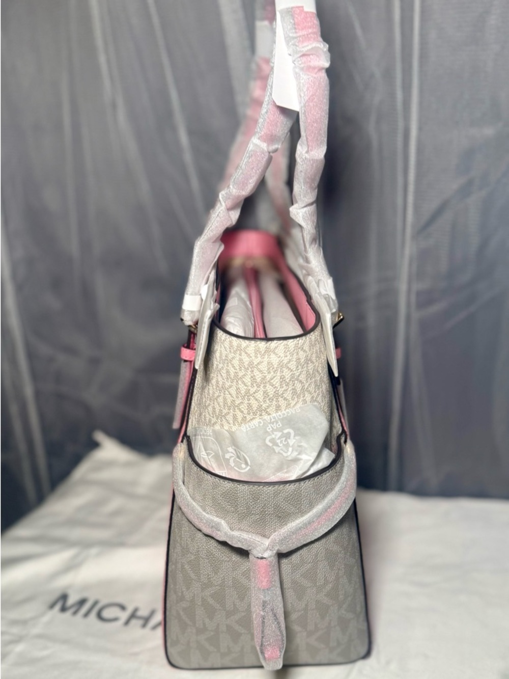 Michael Kors Pink Gradient Logo Tote, Backpack & Wristlet Set - Picture 7 of 16